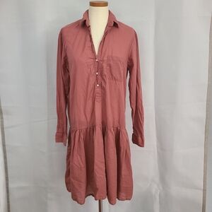 Grayson Sz 1 XS Mauve The Changemaker Half Button Pockets Drop Waist Shirt Dress